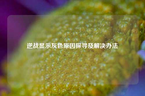 逆战显示灰色原因探寻及解决办法