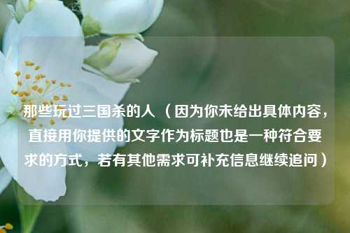 那些玩过三国杀的人 (因为你未给出具体内容,直接用你提供的文字作为标题也是一种符合要求的方式,若有其他需求可补充信息继续追问)