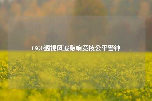 CSGO透视风波敲响竞技公平警钟