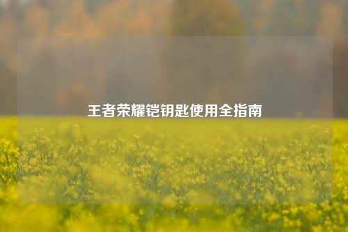 王者荣耀铠钥匙使用全指南
