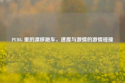 PUBG 里的漂移跑车，速度与激情的激情碰撞