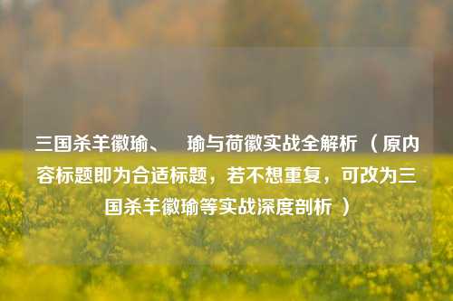 三国杀羊徽瑜、璟瑜与荷徽实战全解析 (原内容标题即为合适标题,若不想重复,可改为三国杀羊徽瑜等实战深度剖析 )