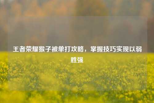 王者荣耀猴子被单打攻略，掌握技巧实现以弱胜强