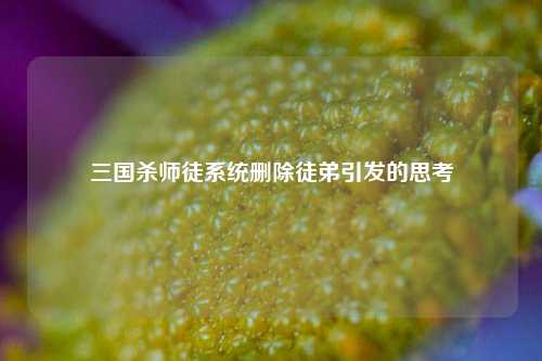 三国杀师徒系统删除徒弟引发的思考