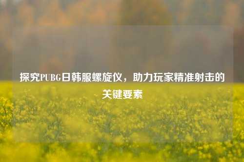 探究PUBG日韩服螺旋仪,助力玩家精准射击的关键要素