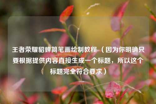 王者荣耀貂蝉简笔画绘制教程 （因为你明确只要根据提供内容直接生成一个标题，所以这个标题完全符合要求）