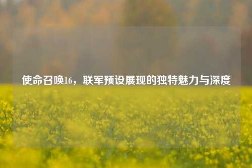 使命召唤16，联军预设展现的独特魅力与深度