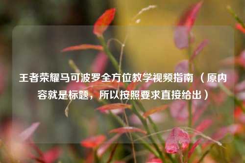 王者荣耀马可波罗全方位教学视频指南 （原内容就是标题，所以按照要求直接给出）