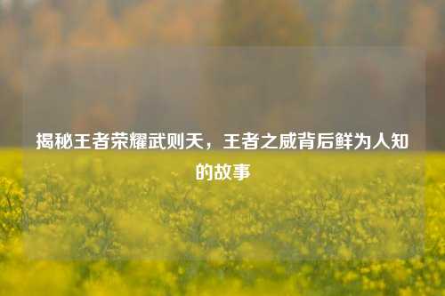 揭秘王者荣耀武则天,王者之威背后鲜为人知的故事