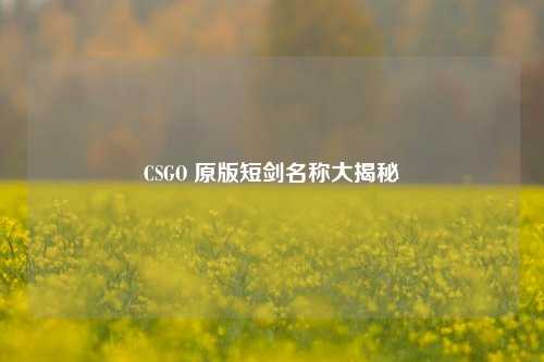 CSGO 原版短剑名称大揭秘