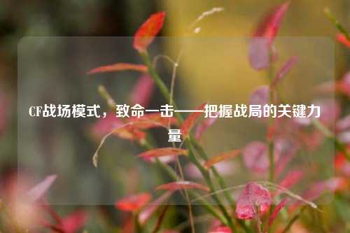 CF战场模式，致命一击——把握战局的关键力量