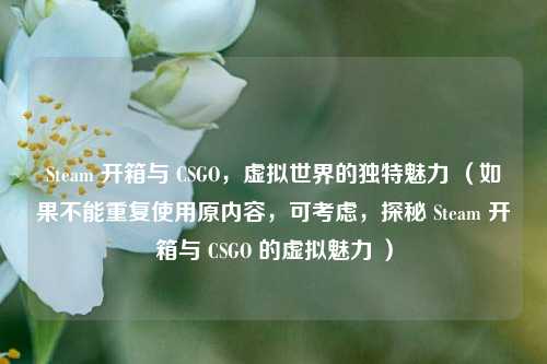 Steam 开箱与 CSGO，虚拟世界的独特魅力 （如果不能重复使用原内容，可考虑，探秘 Steam 开箱与 CSGO 的虚拟魅力 ）
