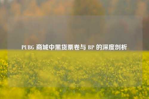 PUBG 商城中黑货票卷与 BP 的深度剖析