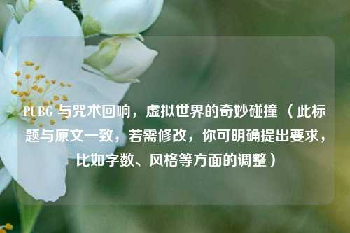 PUBG 与咒术回响，虚拟世界的奇妙碰撞 （此标题与原文一致，若需修改，你可明确提出要求，比如字数、风格等方面的调整）