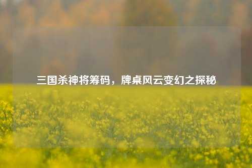 三国杀神将筹码，牌桌风云变幻之探秘