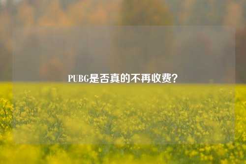 PUBG是否真的不再收费？