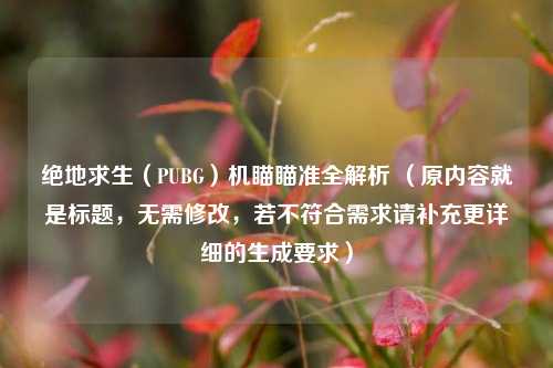 绝地求生(PUBG)机瞄瞄准全解析 (原内容就是标题,无需修改,若不符合需求请补充更详细的生成要求)