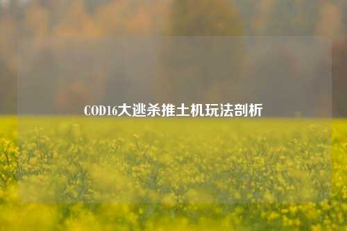 COD16大逃杀推土机玩法剖析