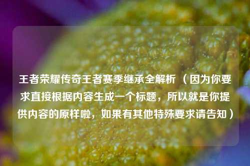 王者荣耀传奇王者赛季继承全解析 （因为你要求直接根据内容生成一个标题，所以就是你提供内容的原样啦，如果有其他特殊要求请告知）