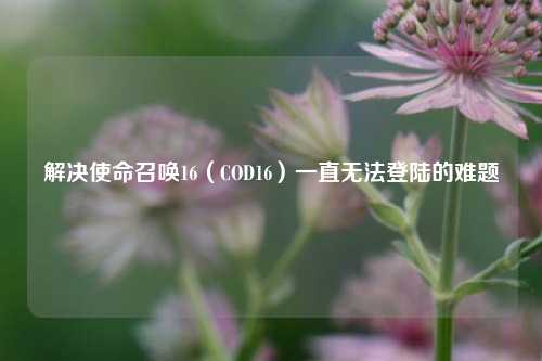 解决使命召唤16（COD16）一直无法登陆的难题