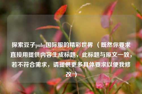 探索豆子pubg国际服的精彩世界 （既然你要求直接用提供内容生成标题，此标题与原文一致，若不符合需求，请提供更多具体要求以便我修改 ）