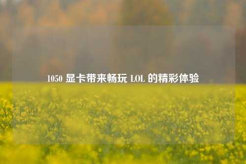 1050 显卡带来畅玩 LOL 的精彩体验
