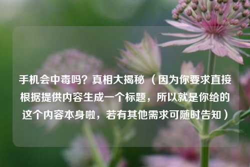 手机会中毒吗？真相大揭秘 （因为你要求直接根据提供内容生成一个标题，所以就是你给的这个内容本身啦，若有其他需求可随时告知）
