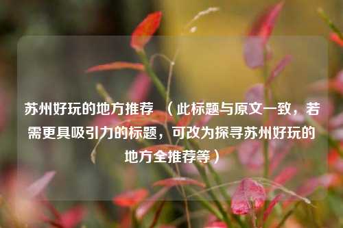 苏州好玩的地方推荐  （此标题与原文一致，若需更具吸引力的标题，可改为探寻苏州好玩的地方全推荐等）