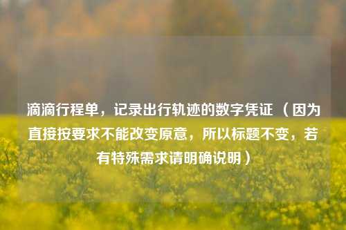 滴滴行程单，记录出行轨迹的数字凭证 （因为直接按要求不能改变原意，所以标题不变，若有特殊需求请明确说明）
