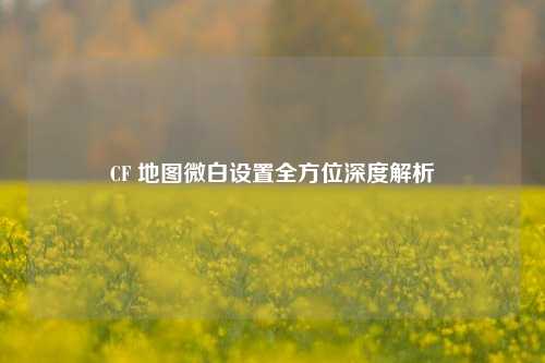 CF 地图微白设置全方位深度解析