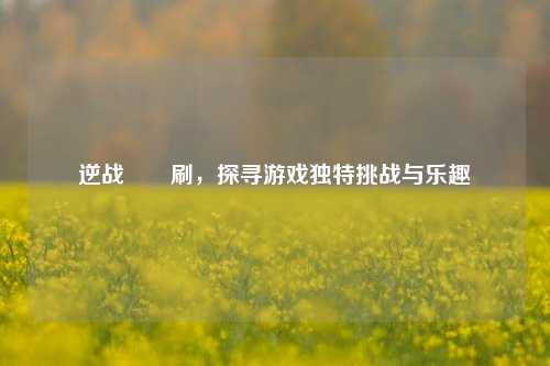 逆战鮟鱇刷,探寻游戏独特挑战与乐趣