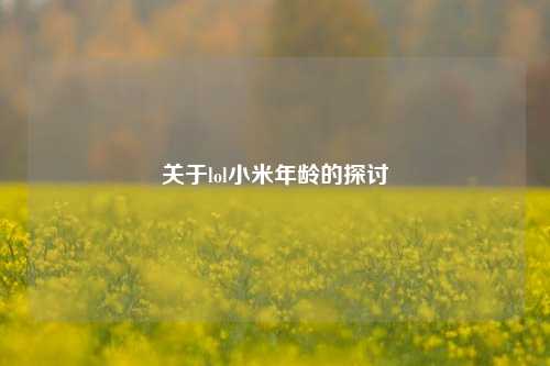 关于lol小米年龄的探讨