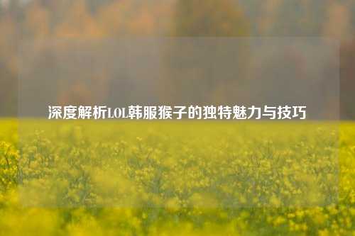 深度解析LOL韩服猴子的独特魅力与技巧