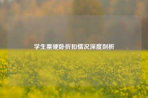 学生票硬卧折扣情况深度剖析