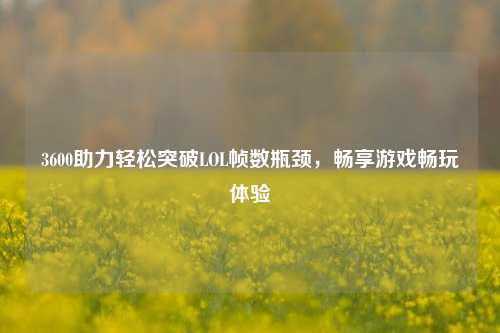 3600助力轻松突破LOL帧数瓶颈，畅享游戏畅玩体验