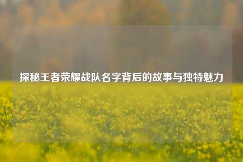 探秘王者荣耀战队名字背后的故事与独特魅力