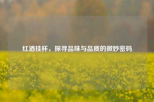 红酒挂杯，探寻品味与品质的微妙密码