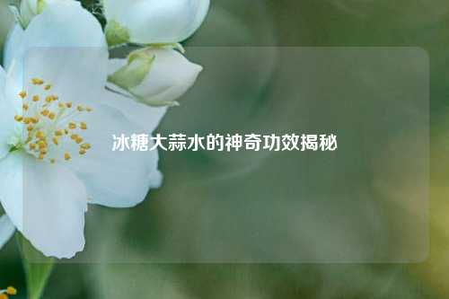 冰糖大蒜水的神奇功效揭秘