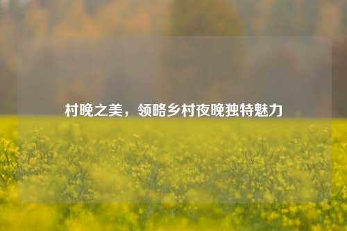 村晚之美，领略乡村夜晚独特魅力