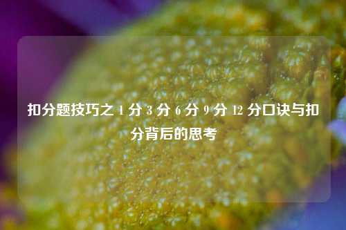 扣分题技巧之 1 分 3 分 6 分 9 分 12 分口诀与扣分背后的思考