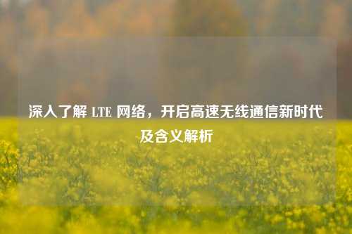 深入了解 LTE 网络,开启高速无线通信新时代及含义解析