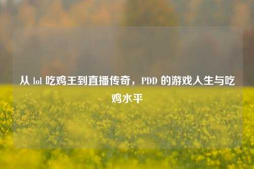 从 lol 吃鸡王到直播传奇，PDD 的游戏人生与吃鸡水平
