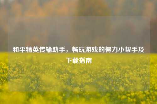 和平精英传输助手,畅玩游戏的得力小帮手及下载指南