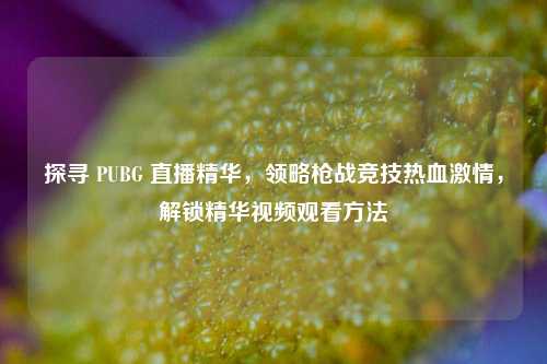 探寻 PUBG 直播精华,领略枪战竞技热血激情,解锁精华视频观看方法