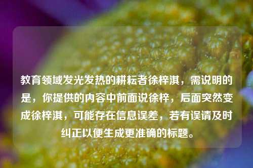 教育领域发光发热的耕耘者徐梓淇,需说明的是,你提供的内容中前面说徐梓,后面突然变成徐梓淇,可能存在信息误差,若有误请及时纠正以便生成更准确的标题。
