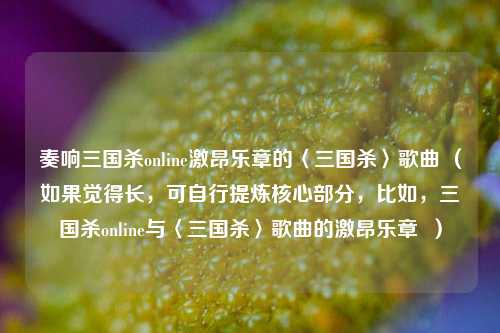 奏响三国杀online激昂乐章的〈三国杀〉歌曲 (如果觉得长,可自行提炼核心部分,比如,三国杀online与〈三国杀〉歌曲的激昂乐章 )