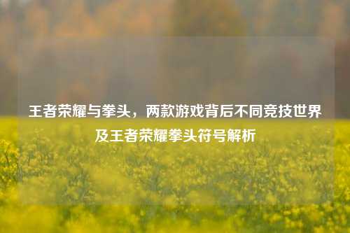 王者荣耀与拳头，两款游戏背后不同竞技世界及王者荣耀拳头符号解析