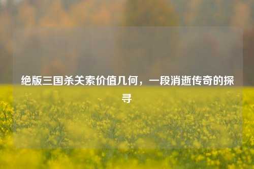 绝版三国杀关索价值几何，一段消逝传奇的探寻