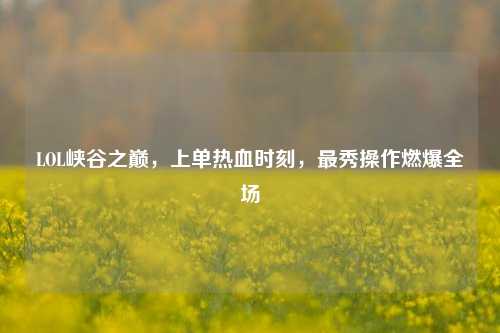LOL峡谷之巅,上单热血时刻,最秀操作燃爆全场