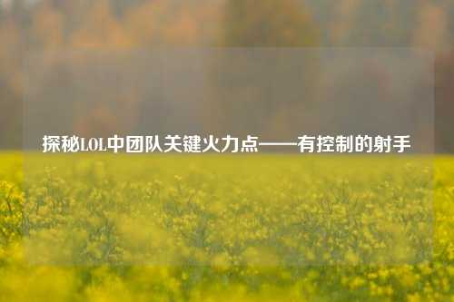 探秘LOL中团队关键火力点——有控制的射手
